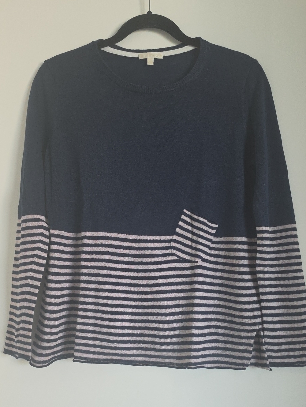 Lisa Todd Navy and Light Pink Striped Long-Sleeve Sweater